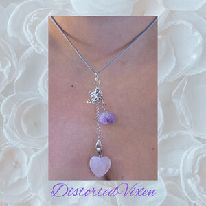 Rose Quartz & Amethyst Dragon Necklace, Layered Healing